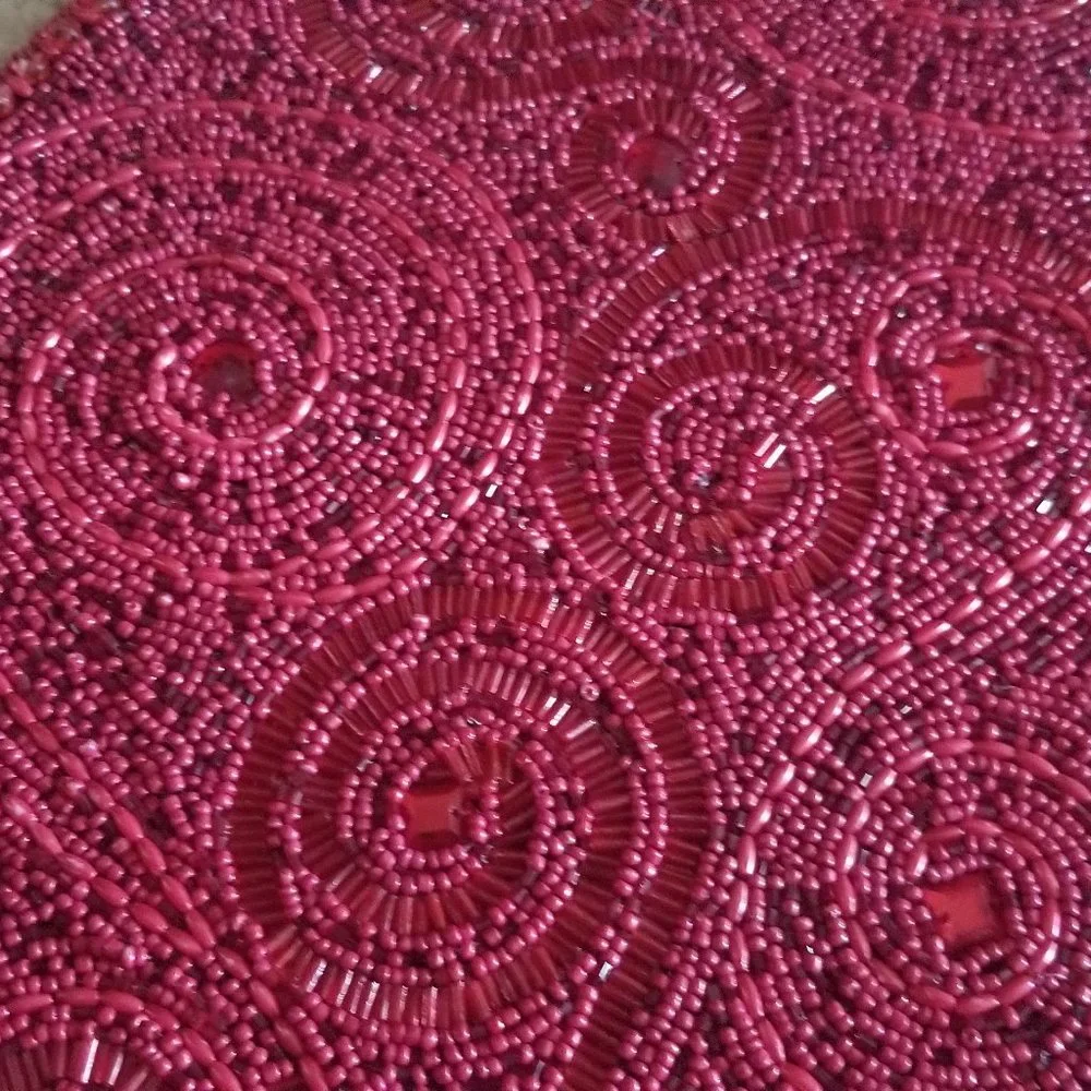 KIM SEYBERT RED CHRISTMAS HOLIDAY SCROLL BEADED 14